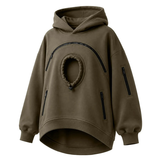 Sudadera Canguro para Gatos – Verde oliva