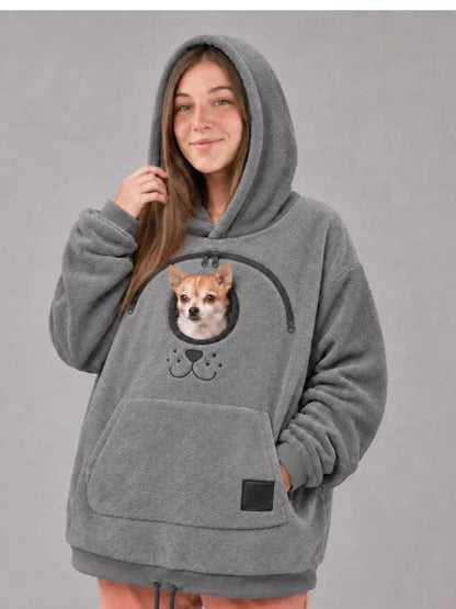 Sudadera canguro para perros gris