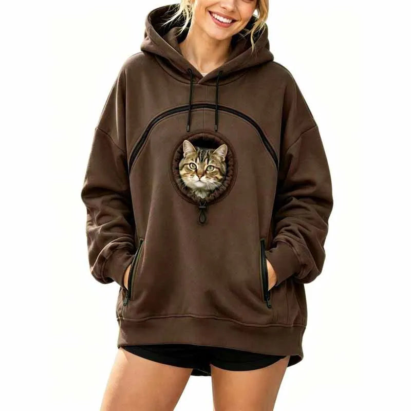 Sudadera canguro Canguperro con un gato asomando del bolsillo
